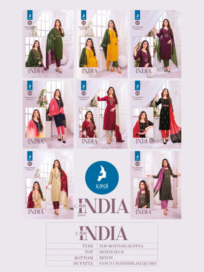 Miss India By Kaya Pocket Rayon Slub Designer Kurti With Bottom Dupatta Wholesale Online